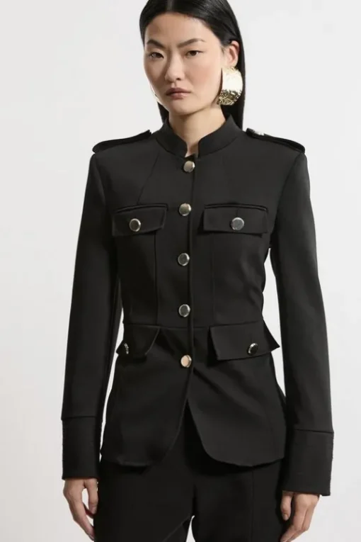 Petite Tailored Utility Detailed Single Breasted Jacket