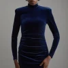 Petite Tailored Velvet High Neck Mini Dress