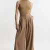 Petite Tailored Wide Leg Darted Pants
