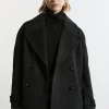 Petite Tailored Wool Blend Double Breasted Pea Coat