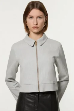 Petite Technical Crepe Tailored Metal Zip Detail Jacket