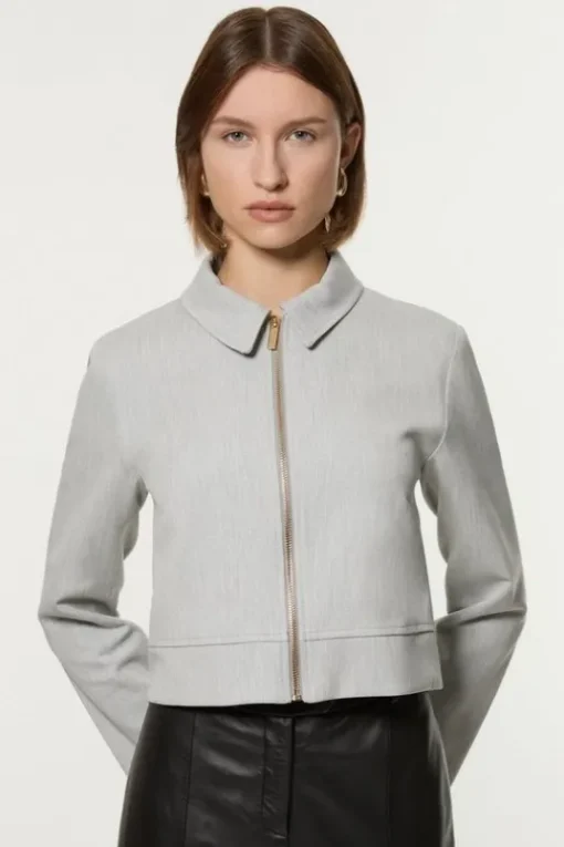 Petite Technical Crepe Tailored Metal Zip Detail Jacket