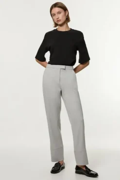 Petite Technical Crepe Tailored Straight Turn Up Hem