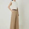 Petite Tencel Cotton Pleated Wide Leg Dress Pants