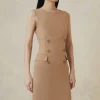 Petite The Founder Compact Stretch Button Detail Midi Dress