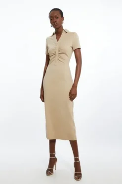Petite The Founder Soft Touch Jersey Ruched Detail Midi Dress