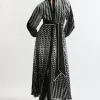 Petite Tipped Boarder Print Georgette Maxi Dress
