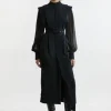 Petite Twill Pencil Woven Midi With Crinkle Sleeve