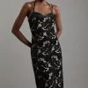 Petite Velvet Cutwork Lace Detail Strappy Midi Dress