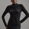 Petite Velvet Devore Jersey Cut Out Mini Dress