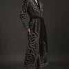 Petite Velvet Embellished Woven Maxi Blazer Dress