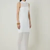Petite Viscose Blend Sheer Knit Column Midaxi Dress