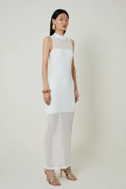 Petite Viscose Blend Sheer Knit Column Midaxi Dress