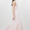 Petite Viscose Blend Sheer Skirt Maxi Knit Dress