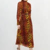 Petite Wild Tiger Printed Georgette Woven Midi Dress