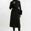 Petite Wool Blend Detachable Faux Fur Belted Coat