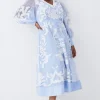 Plus Size Applique Organdie Buttoned Woven Midi Dress