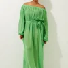Plus Size Beach Off The Shoulder Woven Maxi Dress