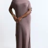 Plus Size Cashmere Blend One Off The Shoulder Midaxi Dress