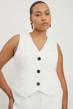 Plus Size Clean Tailored Grosgrain Tipped Vest
