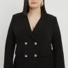 Plus Size Compact Stretch Essential Tailored Doubled Breasted Blazer