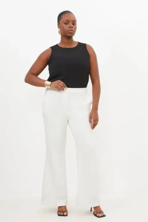 Plus Size Compact Viscose Slim Leg Dress Pants