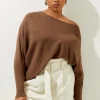 Plus Size Cotton Blend Slouchy Knit Sweater