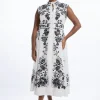 Plus Size Cotton Embroidery Woven Button Up Midi Dress