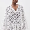 Plus Size Cotton Eyelet Beach Mini Kimono