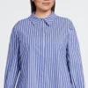Plus Size Cotton Poplin Button Sleeve Detail Woven Shirt
