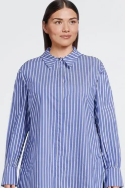 Plus Size Cotton Poplin Button Sleeve Detail Woven Shirt