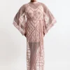 Plus Size Crystal Embellished Kimono Sleeve Woven Maxi Dress