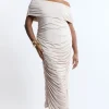 Plus Size Drapey Slinky Jersey Off The Shoulder Maxi Dress