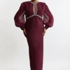 Plus Size Embellished And Chiffon Sleeve Figure Form Knit Midaxi Dress