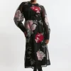 Plus Size Embroidered Organdie Woven Balloon Sleeve With Beading