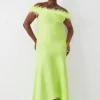 Plus Size Feather Detail Bandage Bardot Maxi Dress