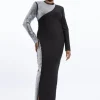 Plus Size Figure Form Bandage Asymmetric Embellished Maxi Dress