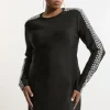 Plus Size Figure Form Bandage Knit Embellished Mini Dress