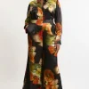 Plus Size Floral Satin Woven Pants