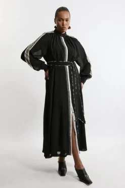 Plus Size Military Mono Balloon Sleeve Maxi Dress
