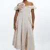 Plus Size Off The Shoulder Taffeta Woven Maxi Dress