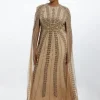 Plus Size Premium Embellished Cape Maxi Dress