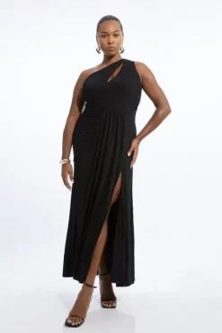 Plus Size Premium Viscose Jersey Bandeau Split Maxi Dress