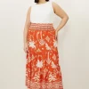 Plus Size Printed Viscose Woven Maxi Skirt
