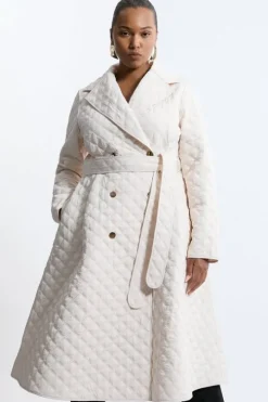 Plus Size Quilted Full Skirt Midi Coat