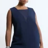Plus Size Satin Back Crepe Deep V Woven Tunic