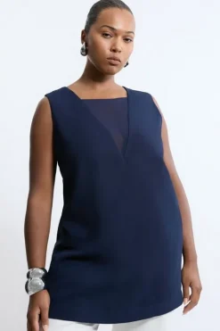 Plus Size Satin Back Crepe Deep V Woven Tunic