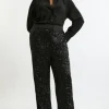 Plus Size Sequin High Waisted Wide Leg Pants