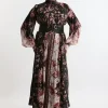 Plus Size Silk Cotton Border Print Floral Woven Maxi Dress