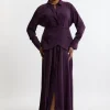 Plus Size Soft Tailored Belted Maxi Shirt Dress